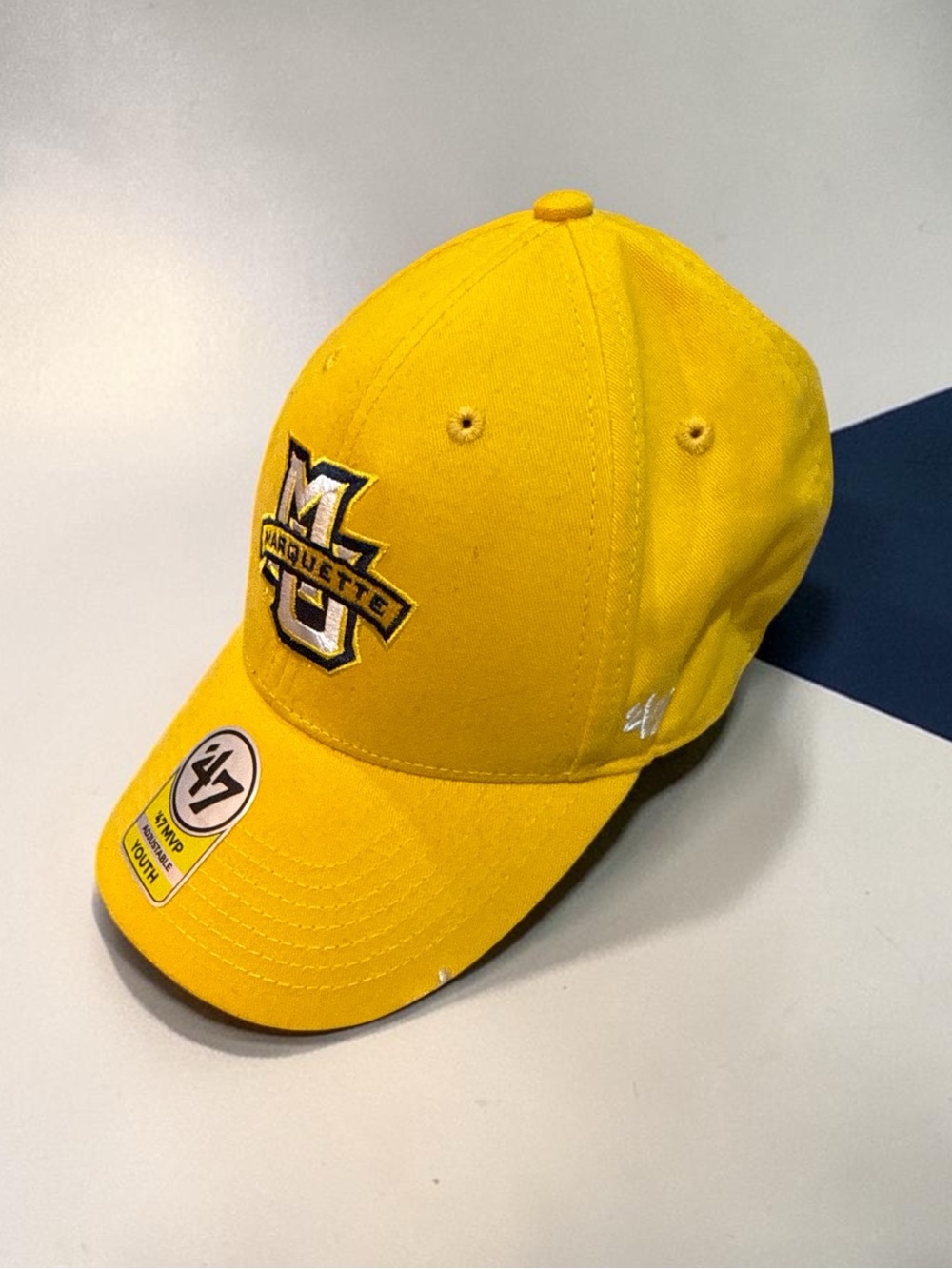 47 Marquette Yellow Embroidered Logo Cap Youth NEW
